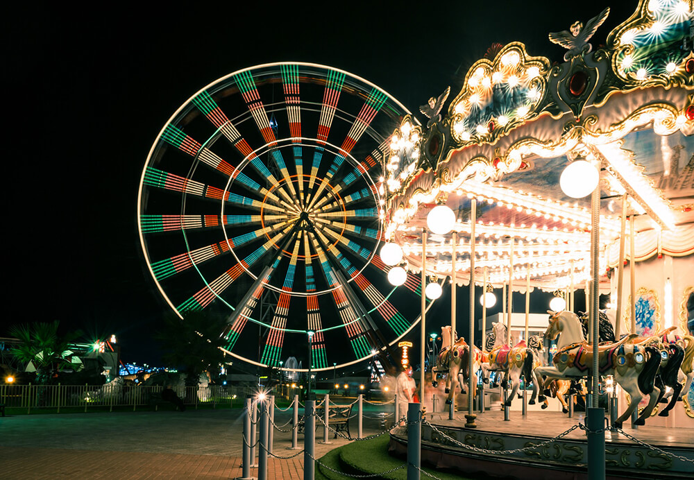 Ferris wheel and carousel