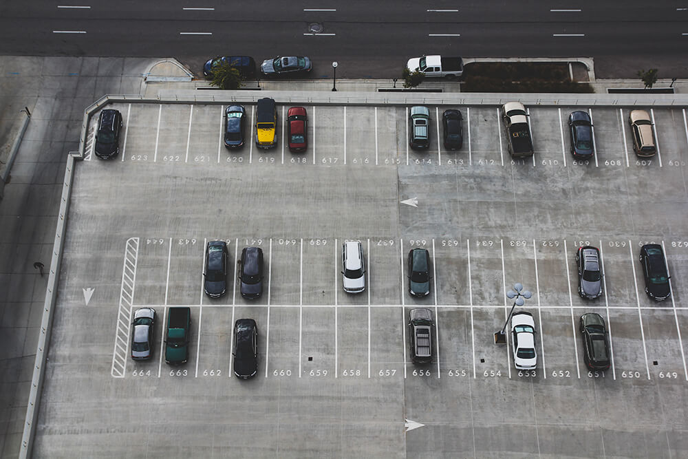 Bird's eye view of parking lot