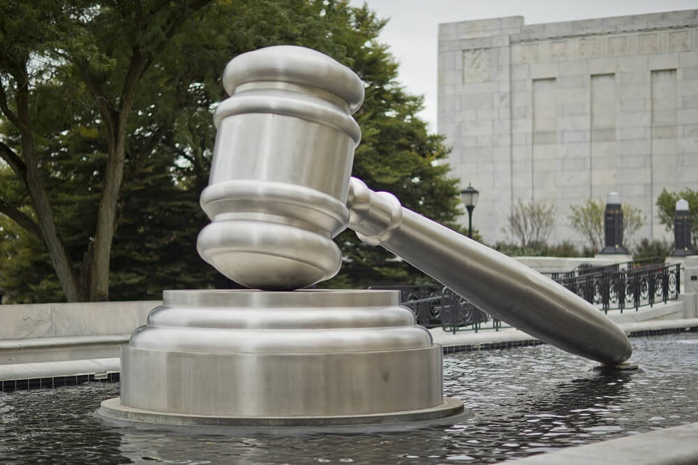 Gavel Statue Pool at Columbus Courthouse